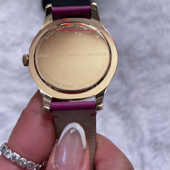 Marc Jacobs Blade Purple Dial Purple Leather Strap Watch for Women - MBM1203 Buy Now By Marc Jacobs