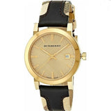 Burberry The City Gold Dial Black Leather Strap Watch for Men - BU9032 Buy Now By Burberry