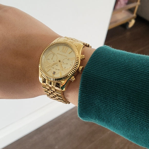 Michael Kors Lexington Chronograph Gold Dial Gold Steel Strap Watch for Women - MK5556 Buy Now By Michael Kors