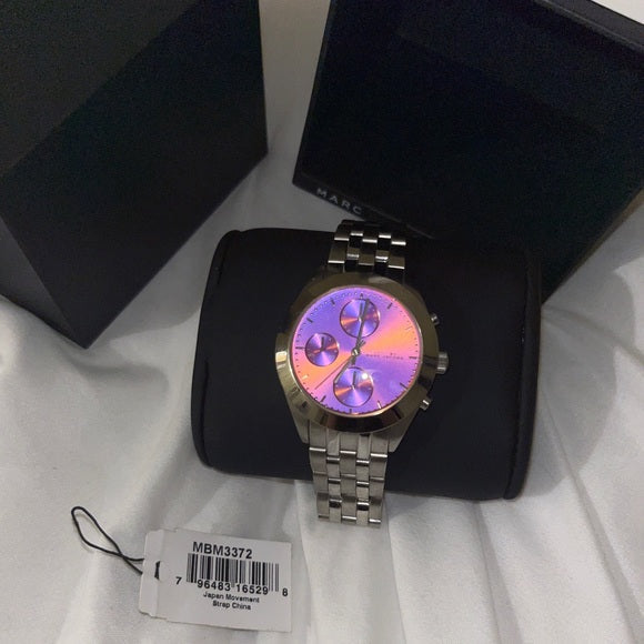 Marc Jacobs Peeker Chronograph Pink Dial Silver Steel Strap Watch for Women - MBM3372 Buy Now By Marc Jacobs