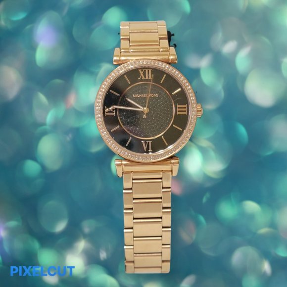 Michael Kors Catlin Black Diamonds Dial Rose Gold Steel Strap Watch for Women - MK3356 Buy Now By Michael Kors