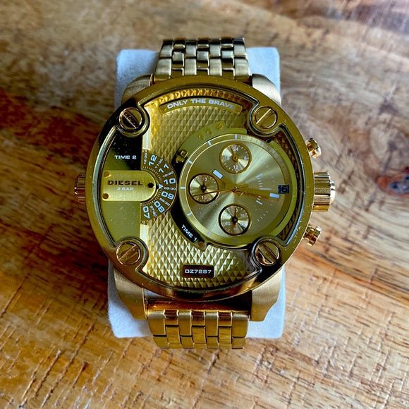 Diesel Big Daddy Analog Gold Dial Gold Stainless Steel Watch For Men - DZ7287 Buy Now By Diesel