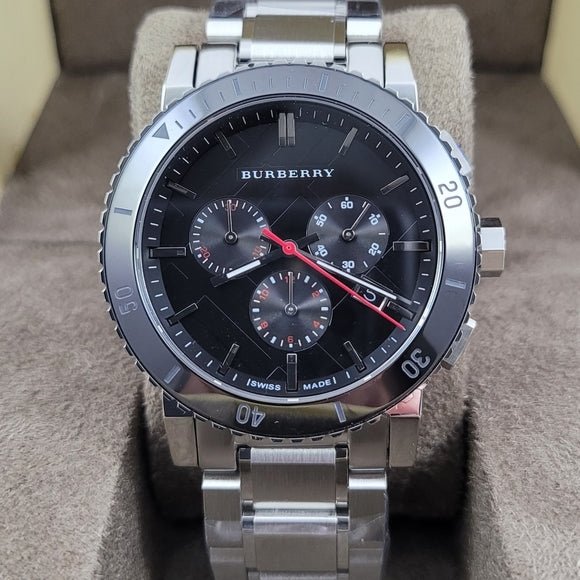 Burberry The City Black Dial Silver Steel Strap Watch for Men - BU9380 Buy Now By Burberry