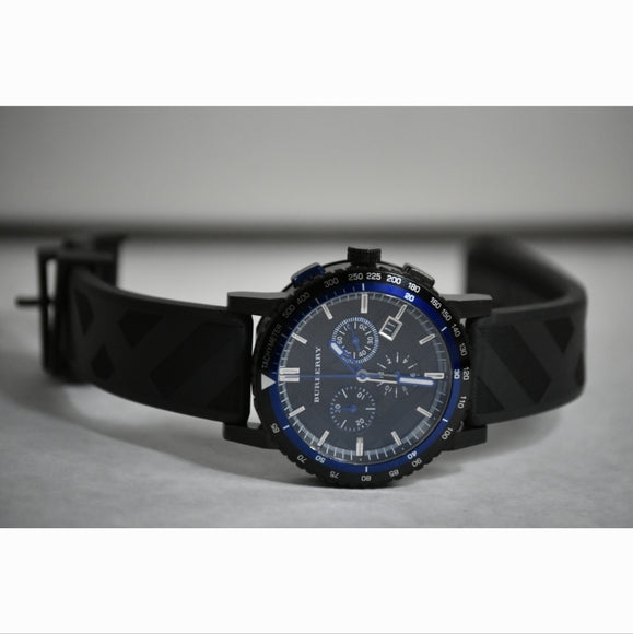 Burberry The City Chronograph Black Dial Black Rubber Strap Watch For Men - BU9806 Buy Now By Burberry