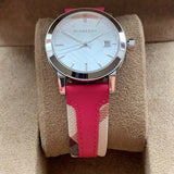 Burberry The City White Dial Haymarket Pink Leather Strap Watch for Women - BU9149 Buy Now By Burberry