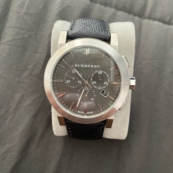 Burberry The City Grey Dial Black Leather Strap Watch for Men - BU9359 Buy Now By Burberry