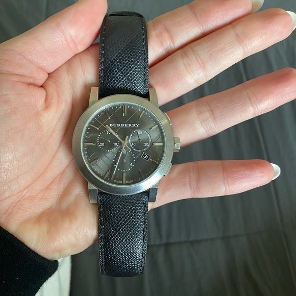 Burberry The City Grey Dial Black Leather Strap Watch for Men - BU9359 Buy Now By Burberry