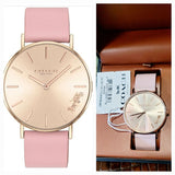 Coach Delancey Gold Dial Pink Leather Strap Watch for Women - 14503332 Buy Now By Coach