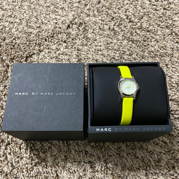 Marc Jacobs Henry White Dial Neon Yellow Rubber Strap Watch for Women - MBM1235 Buy Now By Marc Jacobs