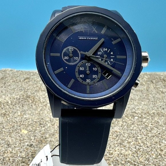 Armani Exchange Outerbanks Chronograph Blue Dial Blue Silicone Strap Watch For Men - AX7128 Buy Now By Armani Exchange