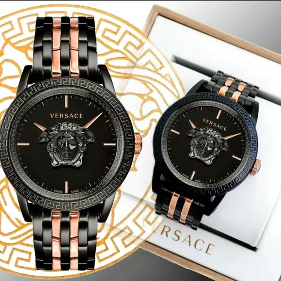 Versace Palazzo Empire Black Dial Two Tone Steel Strap Watch for Men - VERD00618 Buy Now By Versace