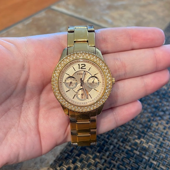 Fossil Stella Multifunction Gold Dial Gold Steel Strap Watch for Women - ES3589 Buy Now By Fossil