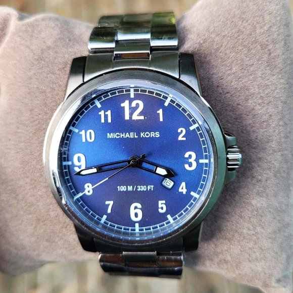 Michael Kors Paxton Analog Blue Dial Grey Steel Strap Watch For Men - MK8499 Buy Now By Michael Kors