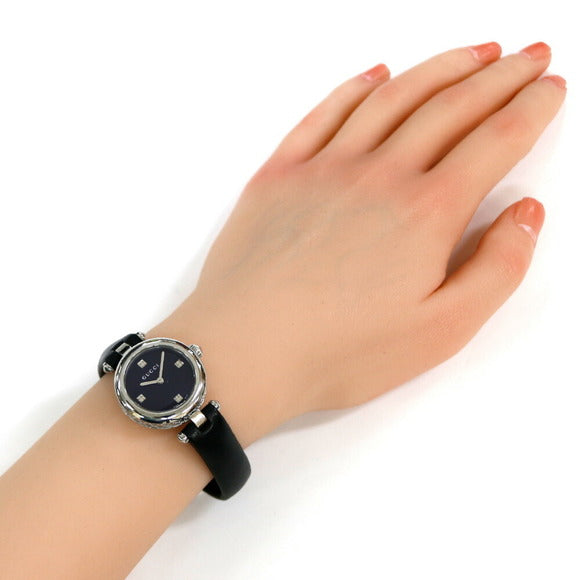 Gucci Diamantissima Quartz Diamonds Black Dial Black Leather Strap Watch for Women - YA141506 Buy Now By Gucci