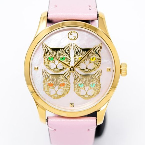 Gucci G Timeless Quartz Mother of Pearl Dial Pink Leather Strap Watch For Women - YA1264132 Buy Now By Gucci