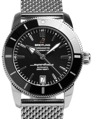 Breitling Superocean Heritage B20 Automatic 42 Black Dial Silver Mesh Bracelet Watch for Men - AB2010121B1A1 Buy Now By Breitling