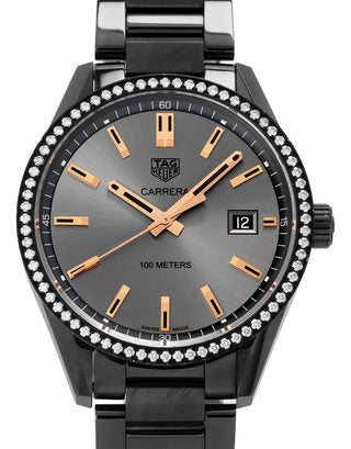 Tag Heuer Carrera Quartz Diamonds Black Dial Black Steel Strap Watch for Women - WAR1115.BA0602 Buy Now By Tag Heuer