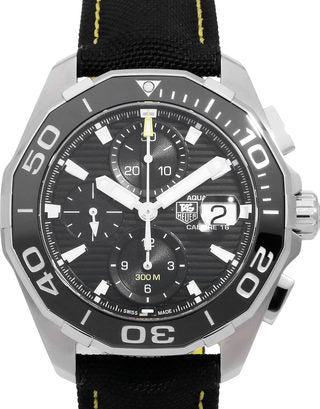 Tag Heuer Aquaracer Automatic Chronograph Black Dial Black Nylon Strap Watch for Men - CAY211A.FC6361 Buy Now By Tag Heuer
