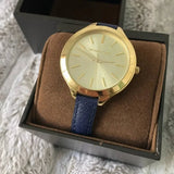 Michael Kors Runway Quartz Gold Dial Blue Leather Strap Watch For Women - MK2285 Buy Now By Michael Kors
