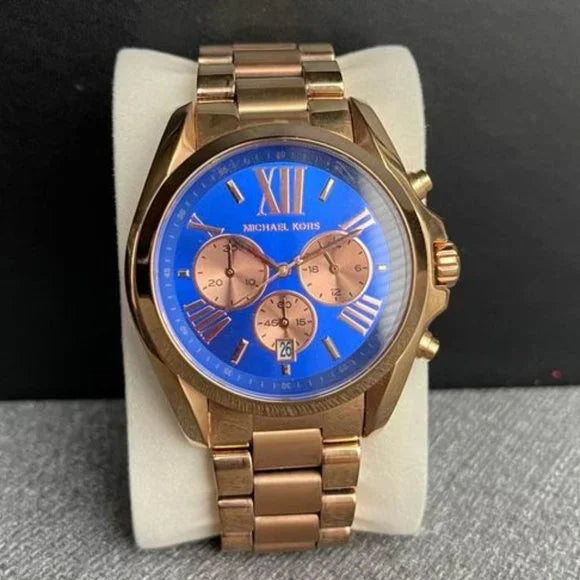 Michael Kors Bradshaw Quartz Blue Dial Rose Gold Steel Strap Watch For Women - MK5951 Buy Now By Michael Kors