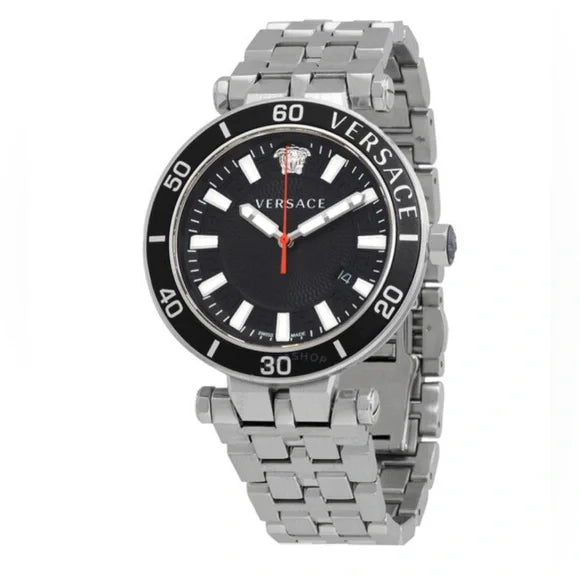 Versace Greca Sport Quartz Black Dial Silver Steel Strap Watch For Men - VEZ300321 Buy Now By Versace