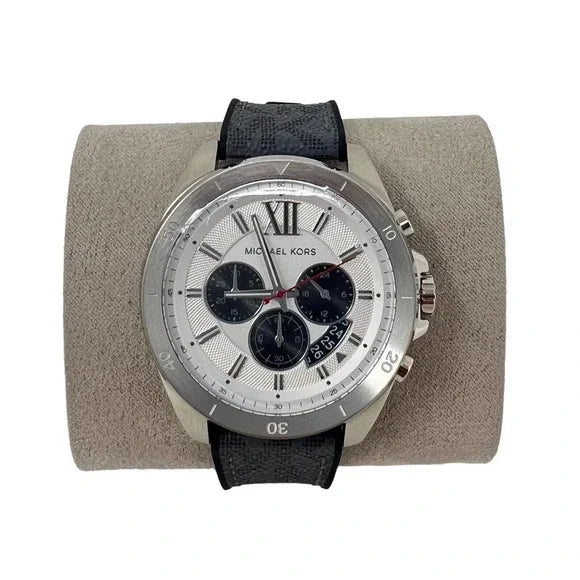 Michael Kors Brecken Chronograph Silver Dial Grey Leather Strap Watch For Men - MK8922 Buy Now By Michael Kors
