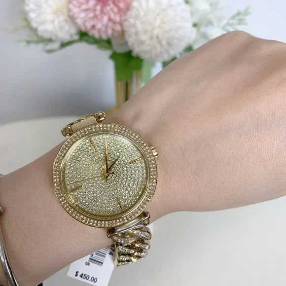 Michael Kors Catelyn Crystals Gold Dial Gold Steel Strap Watch For Women - MK4674 Buy Now By Michael Kors