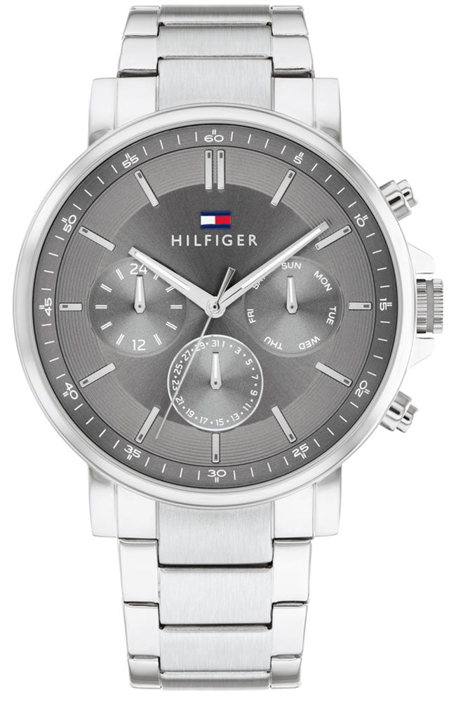 Tommy Hilfiger Tyson Chronograph Grey Dial Silver Steel Strap Watch For Men - 1710604 Buy Now By Tommy Hilfiger