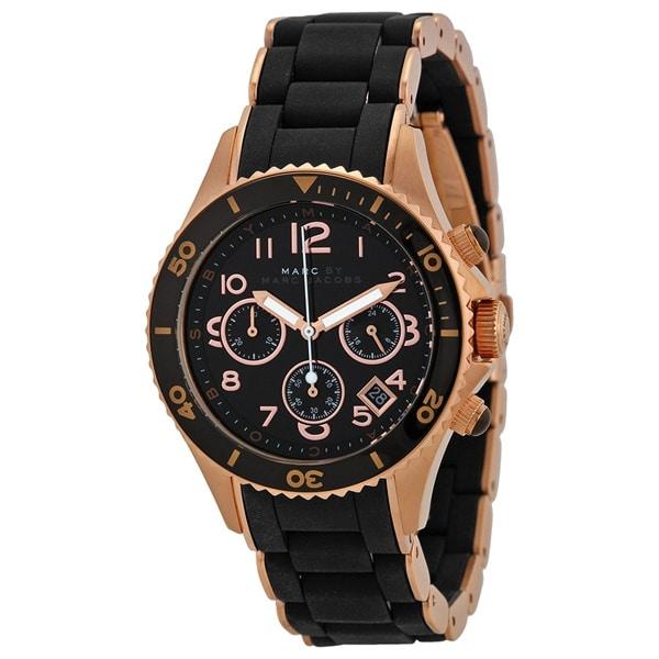 Marc Jacobs Rock Chronograph Black Dial Black Silicone Strap Watch for Women - MBM2553 Buy Now By Marc Jacobs