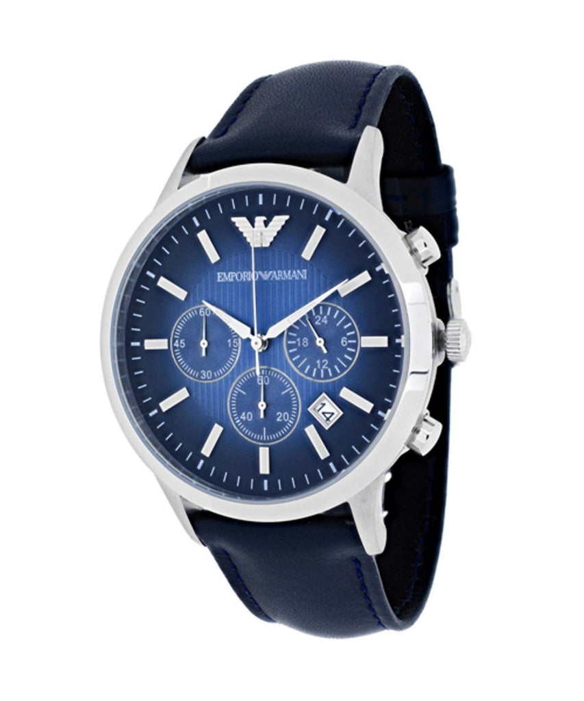 Emporio Armani Classic Chronograph Blue Dial Blue Leather Strap Watch For Men - AR2473 Buy Now By Emporio Armani