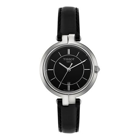 Tissot T Lady Flamingo Black Dial Black Leather Strap Watch For Women - T094.210.16.051.00 Buy Now By Tissot