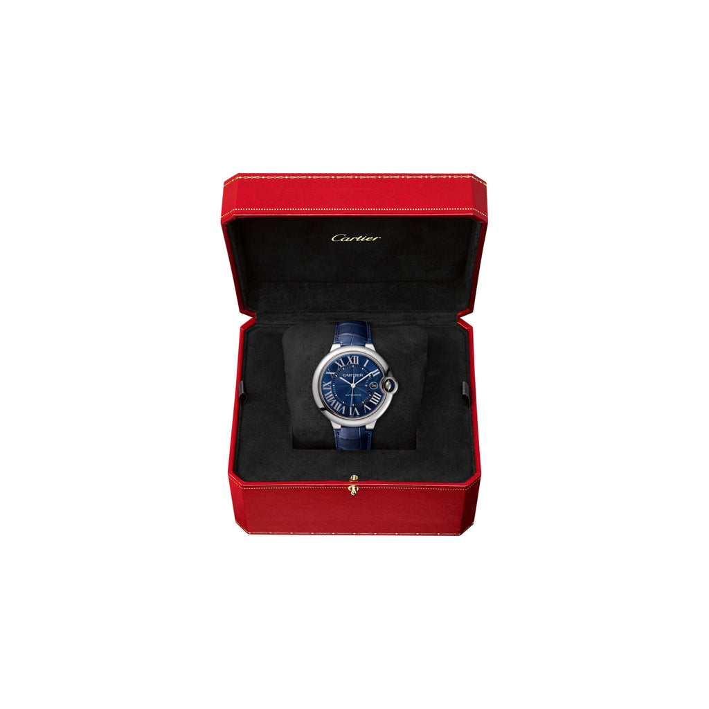 Cartier Ballon Bleu De Cartier Blue Dial Blue Leather Strap Watch for Men - WSBB0027 Buy Now By Cartier