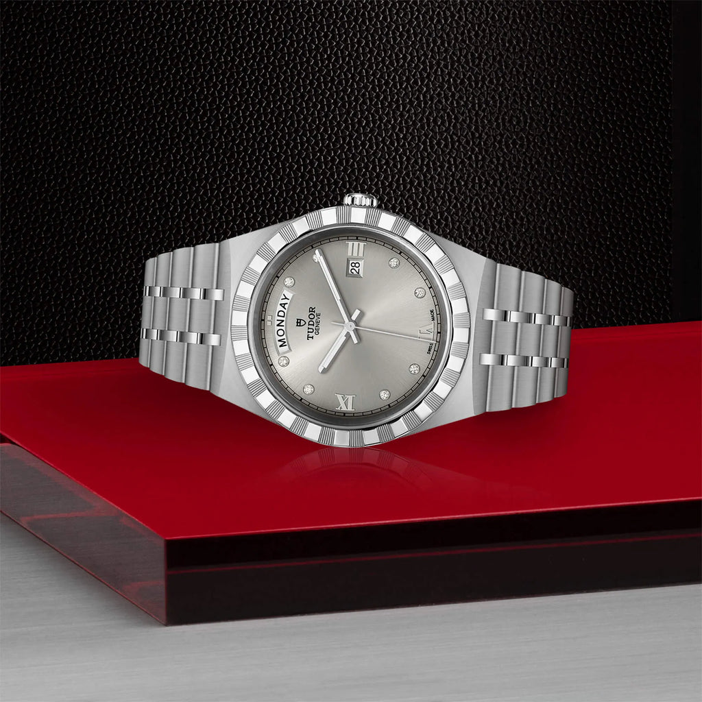 Tudor Royal Day Date Diamonds Automatic Silver Dial Silver Steel Strap Watch for Men - M28600-0002 Buy Now By Tudor