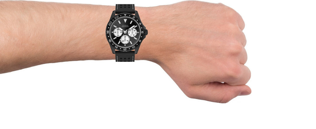 Guess Odyssey Quartz Black Dial Black Silicone Strap Watch For Men - W1108G3 Buy Now By Guess