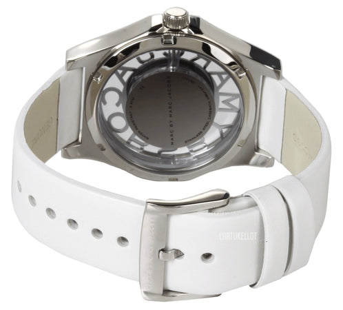 Marc Jacobs Henry Skeleton White Dial White Leather Strap Watch for Women - MBM1241 Buy Now By Marc Jacobs
