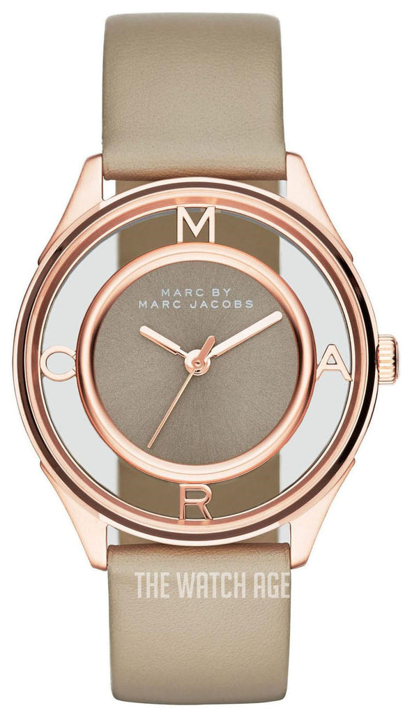 Marc Jacobs Tether Grey Dial Grey Leather Strap Watch for Women - MBM1375 Buy Now By Marc Jacobs