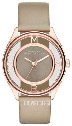Marc Jacobs Tether Grey Dial Grey Leather Strap Watch for Women - MBM1375 Buy Now By Marc Jacobs
