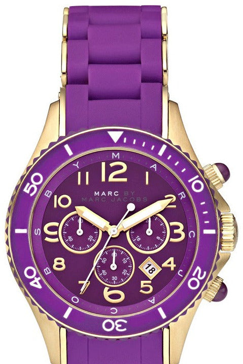 Marc Jacobs Rock Chronograph Purple Dial Purple Silicone Strap Watch for Women - MBM2549 Buy Now By Marc Jacobs
