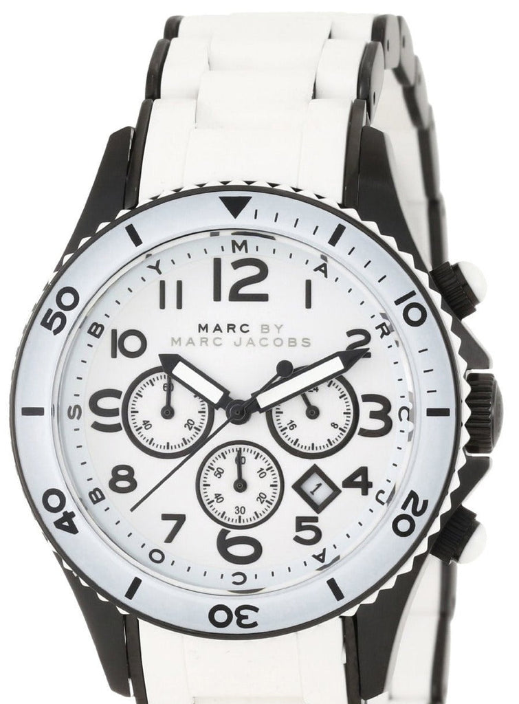 Marc Jacobs Rock Chronograph White Dial White Silicone Strap Watch for Women - MBM2574 Buy Now By Marc Jacobs