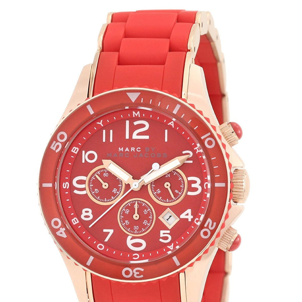 Marc Jacobs Rock Chronograph Red Dial Red Silicone Strap Watch for Women - MBM2577 Buy Now By Marc Jacobs