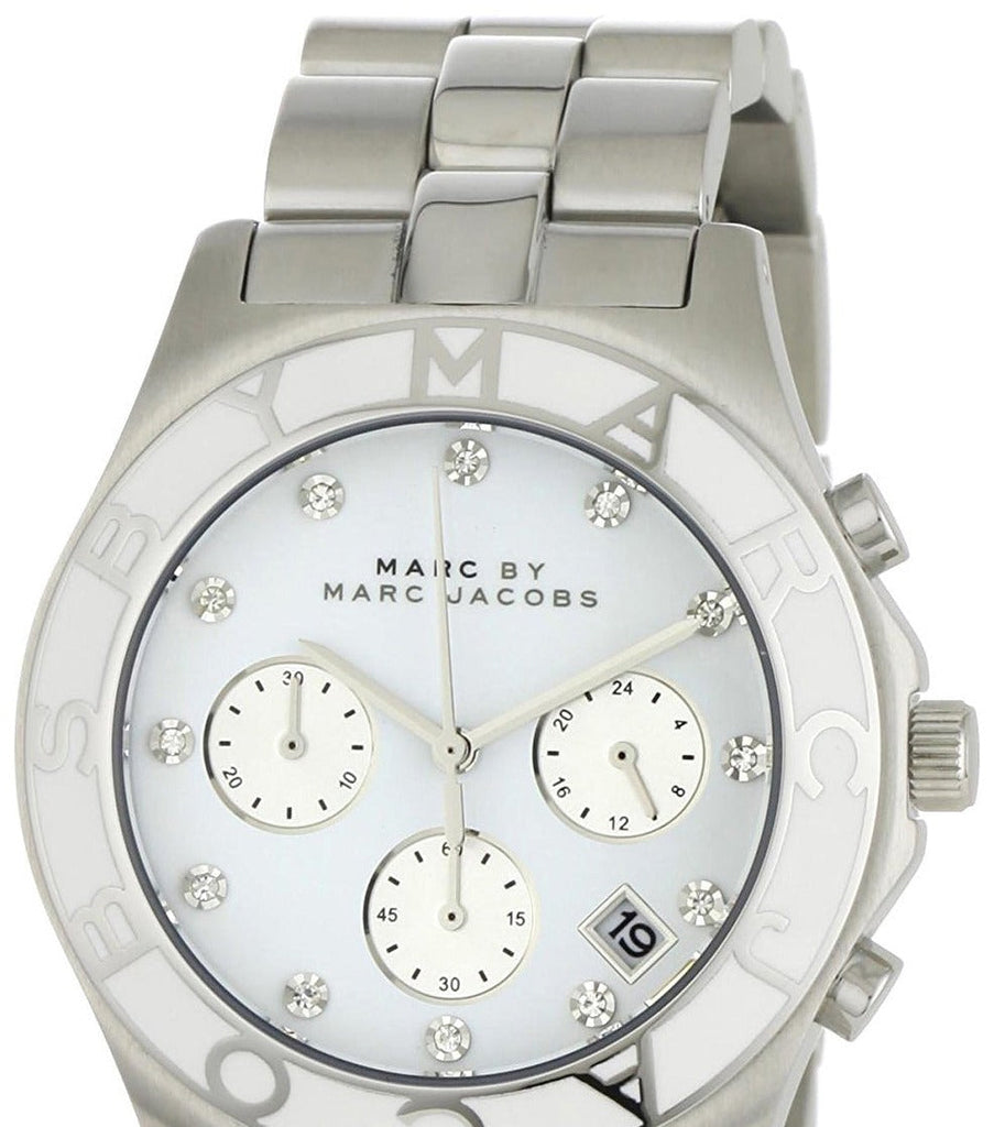 Marc Jacobs Blade Chronograph White Dial Silver Steel Strap Watch for Women - MBM3080 Buy Now By Marc Jacobs