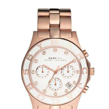Marc Jacobs Blade Chronograph White Dial Rose Gold Steel Strap Watch for Women - MBM3082 Buy Now By Marc Jacobs