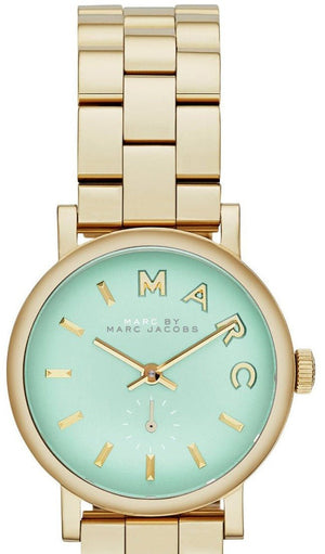 Marc Jacobs Baker Mint Green Dial Gold Steel Strap Watch for Women - MBM3284 Buy Now By Marc Jacobs