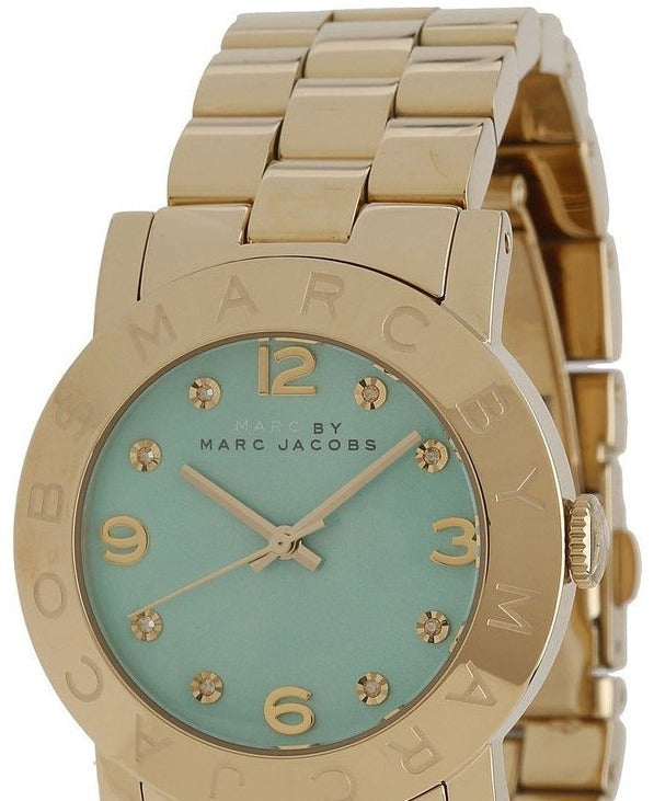 Marc Jacobs Amy Blue Dial Gold Steel Strap Watch for Women - MBM3301 Buy Now By Marc Jacobs