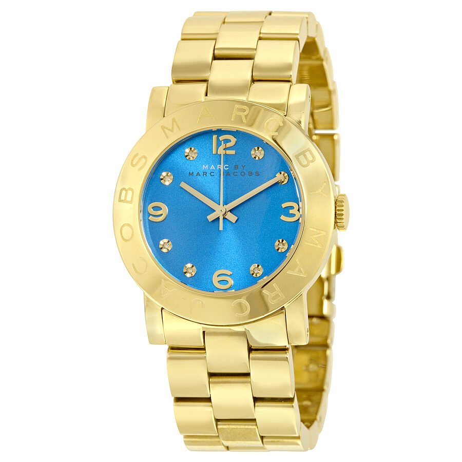 Marc Jacobs Amy Blue Dial Gold Steel Strap Watch for Women - MBM3303 Buy Now By Marc Jacobs