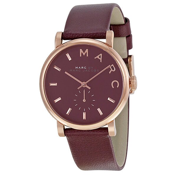 Marc Jacobs Baker Maroon Dial Maroon Leather Strap Watch for Women - MBM1267 Buy Now By Marc Jacobs