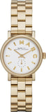 Marc Jacobs Baker White Dial Gold Steel Strap Watch for Women - MBM3247