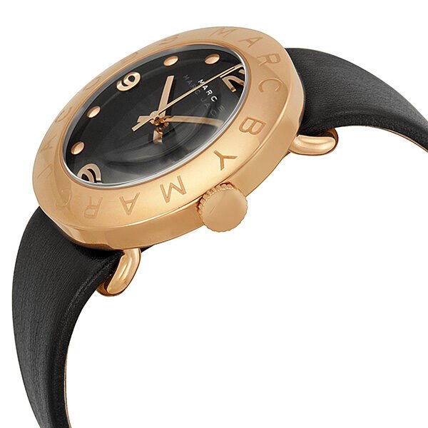 Marc Jacobs Amy Black Dial Black Leather Strap Watch for Women - MBM1225 Buy Now By Marc Jacobs