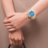 Marc Jacobs Blade Chronograph Blue Dial Gold Steel Strap Watch for Women - MBM3307 Buy Now By Marc Jacobs