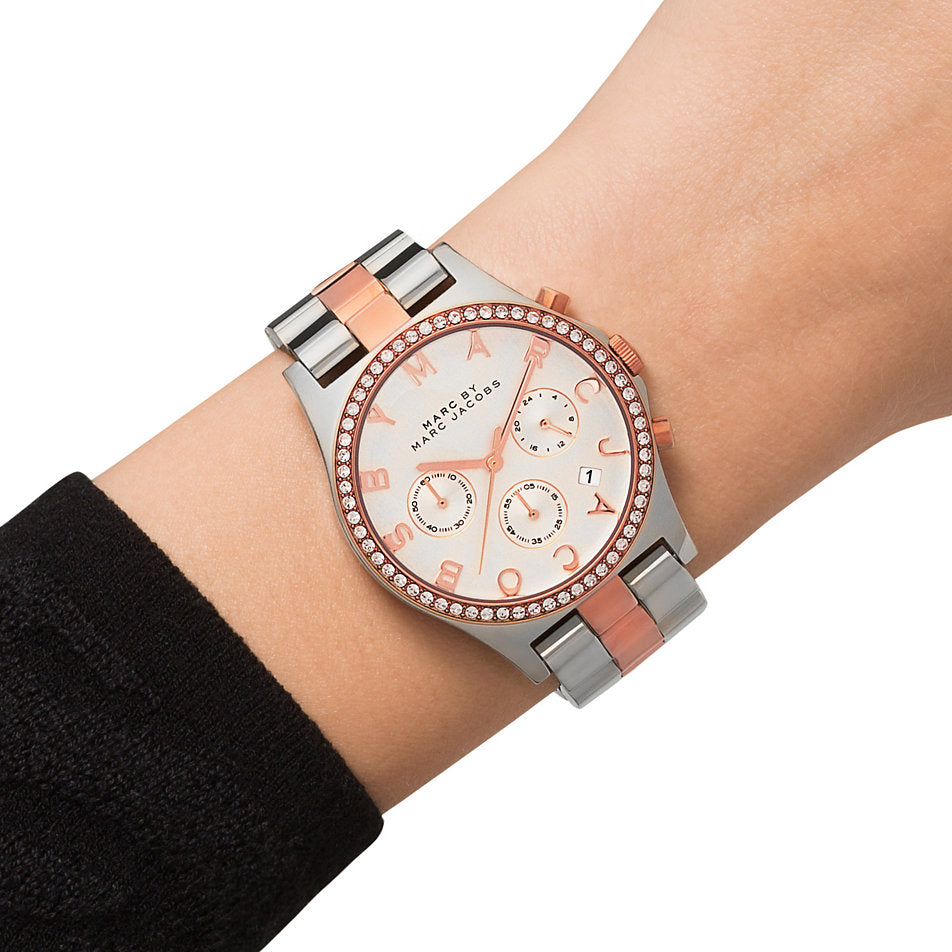 Marc Jacobs Henry Chronograph Silver Dial Two Tone Steel Strap Watch for Women - MBM3106 Buy Now By Marc Jacobs